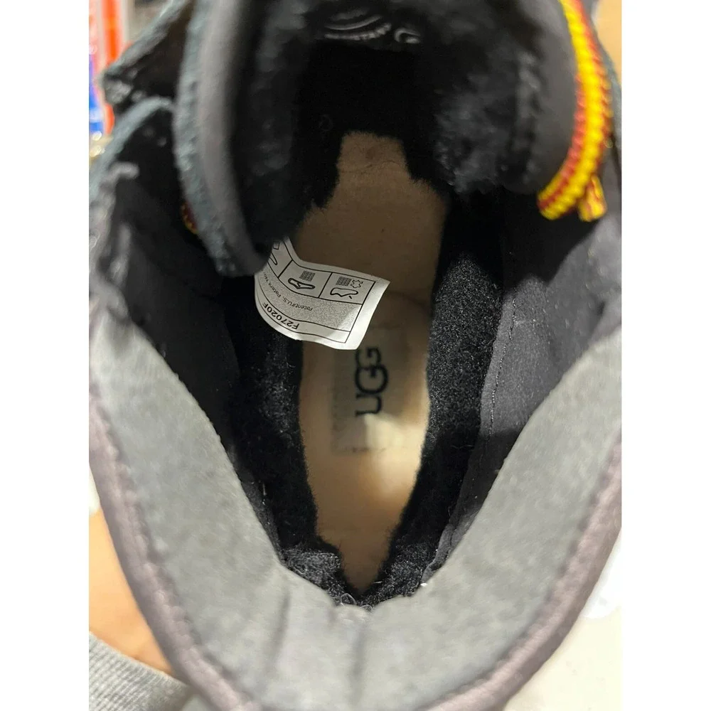 UGG Boots Kids Youth Black K Hilmar CWR Lace Up Ankle Suede Sheepskin